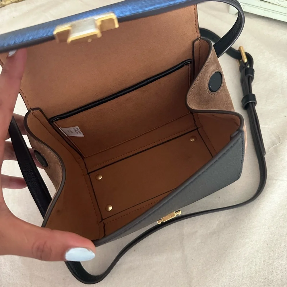 New Tory Burch Juliette Black Leather Brown Suede Women's Mini Bag